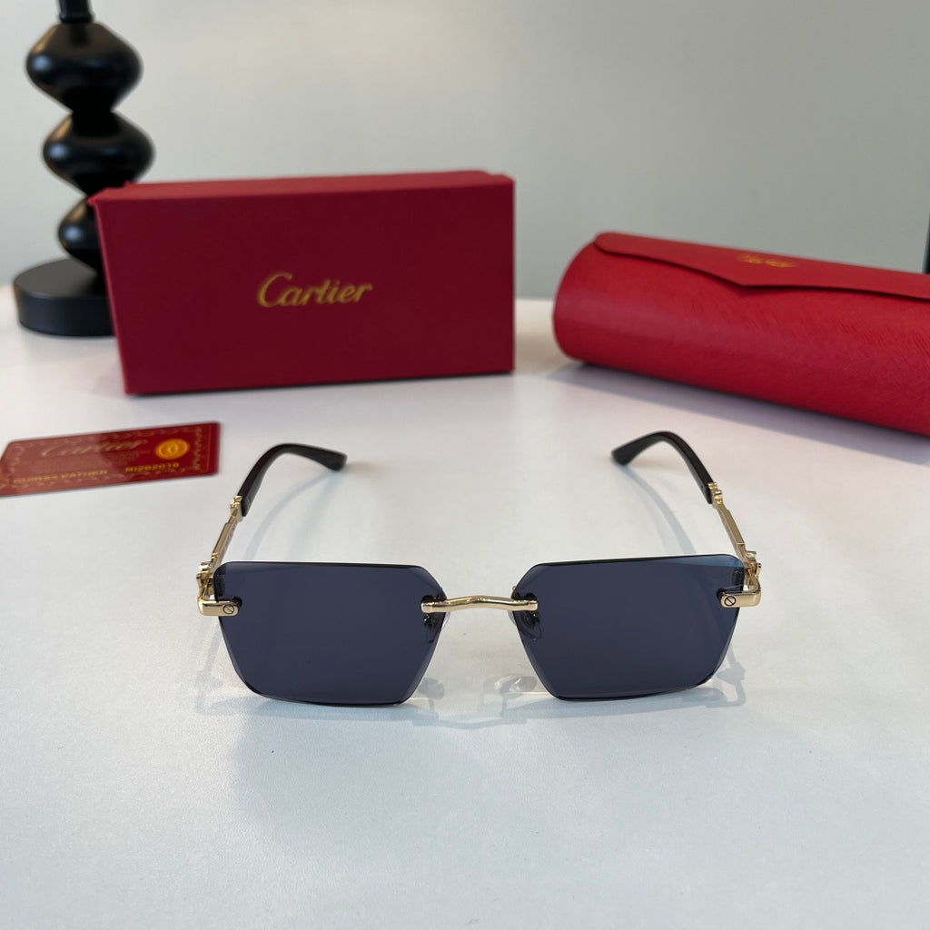 Cartier Lightweight Metal Rimless Blue Lens Sunglasses for Men & Wome - 449545 - detail image 2