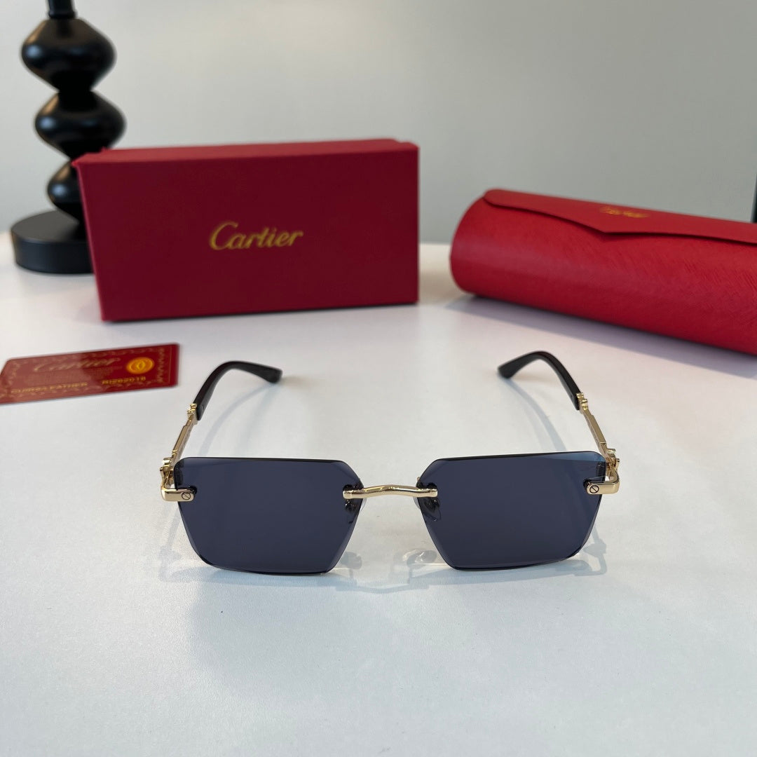 Cartier Lightweight Metal Rimless Blue Lens Sunglasses for Men & Wome - 449545 - detail image 2