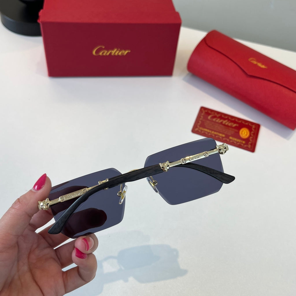 Cartier Lightweight Metal Rimless Blue Lens Sunglasses for Men & Wome - 449545 - detail image 7
