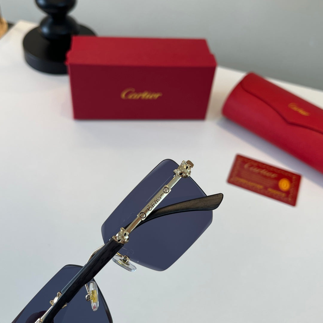 Cartier Lightweight Metal Rimless Blue Lens Sunglasses for Men & Wome - 487386 - detail image 6