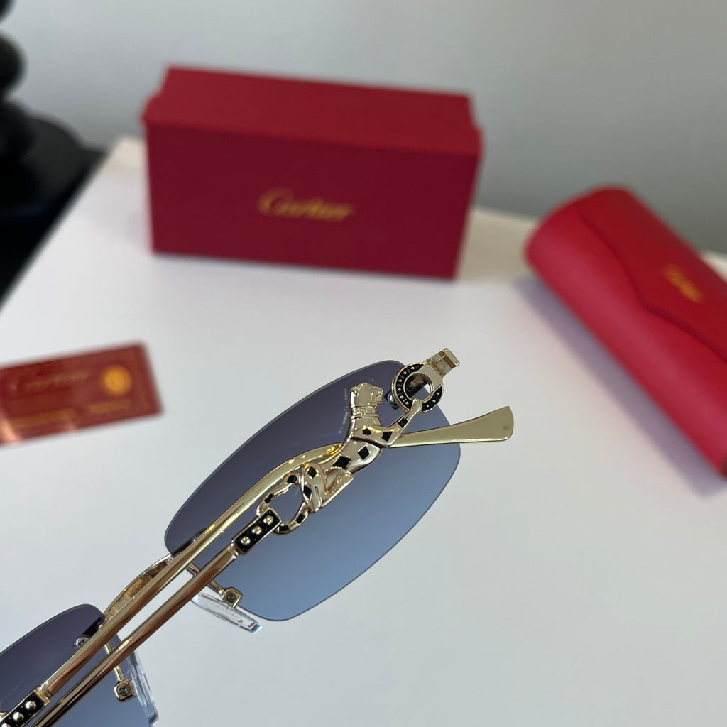 Cartier Lightweight Metal Rimless Silver Lens Sunglasses for Men & Wo - 493681 - detail image 6