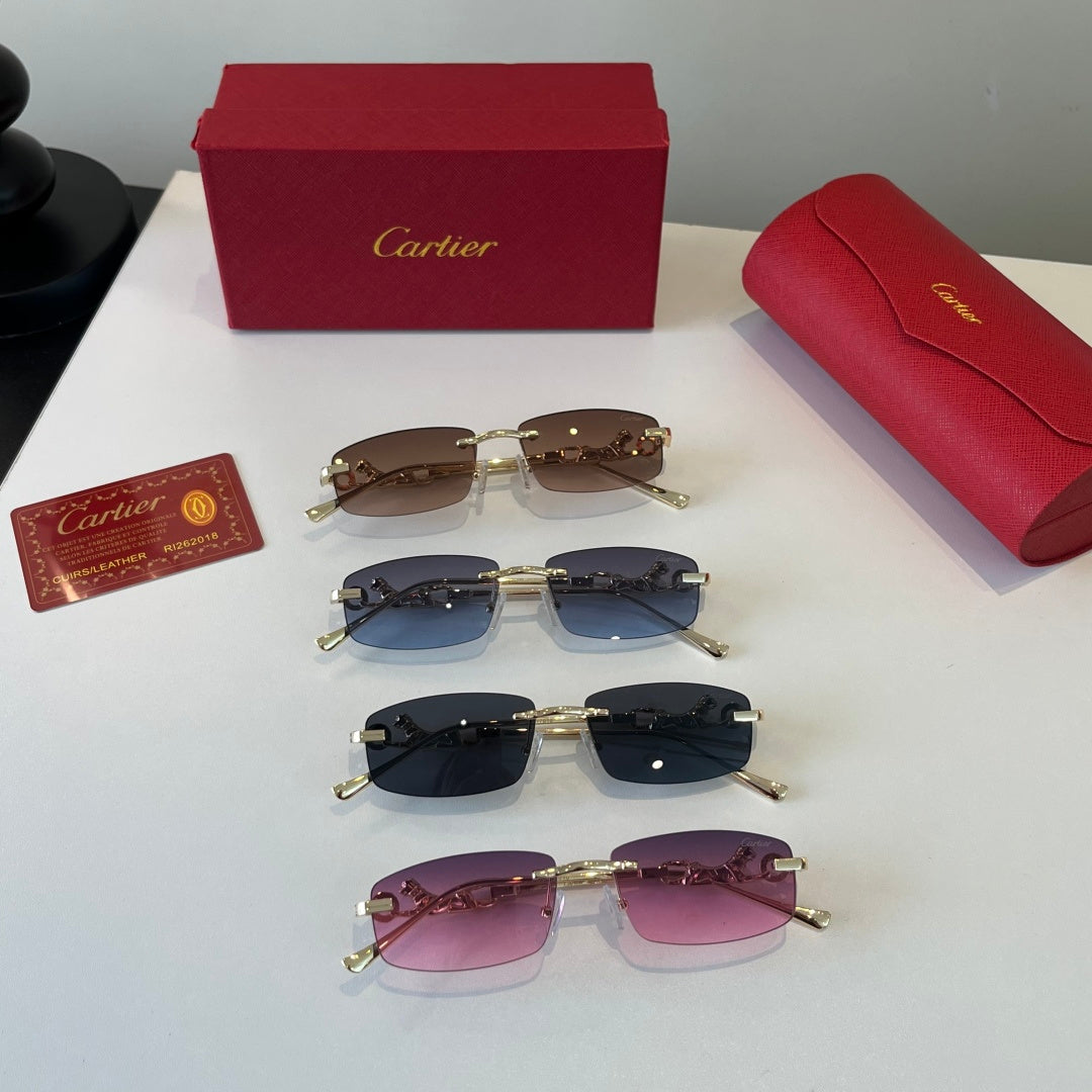 Cartier Lightweight Metal Rimless Brown Lens Sunglasses for Men & Wom - 493682 - detail image 10