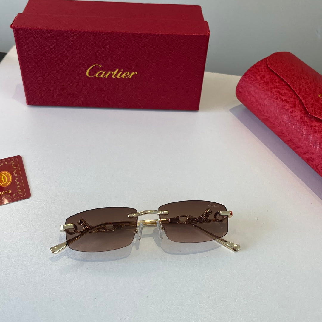 Cartier Lightweight Metal Rimless Brown Lens Sunglasses for Men & Wom - 432254 - detail image 4