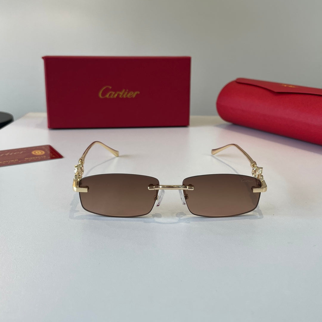 Cartier Lightweight Metal Rimless Brown Lens Sunglasses for Men & Wom - 493682 - detail image 2
