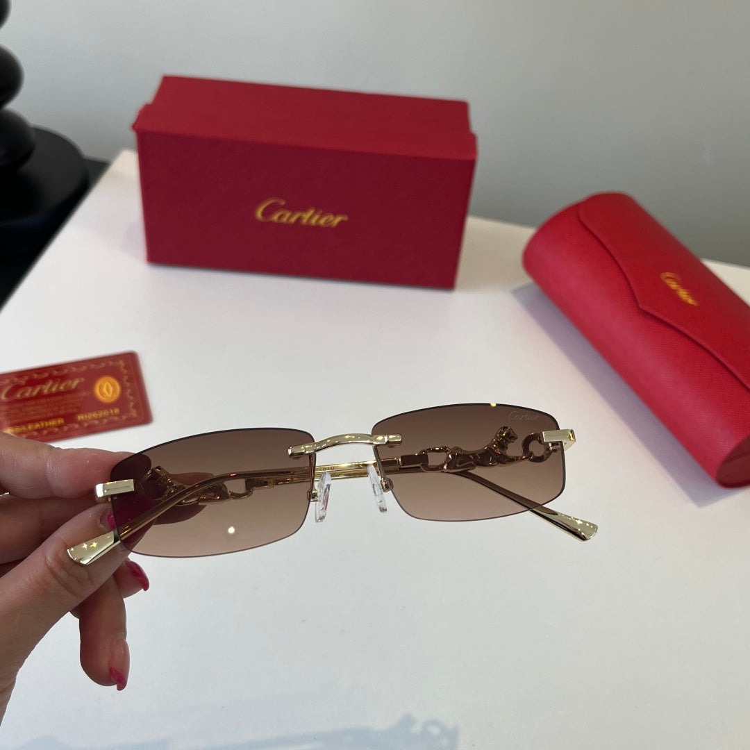 Cartier Lightweight Metal Rimless Brown Lens Sunglasses for Men & Wom - 432254 - detail image 5