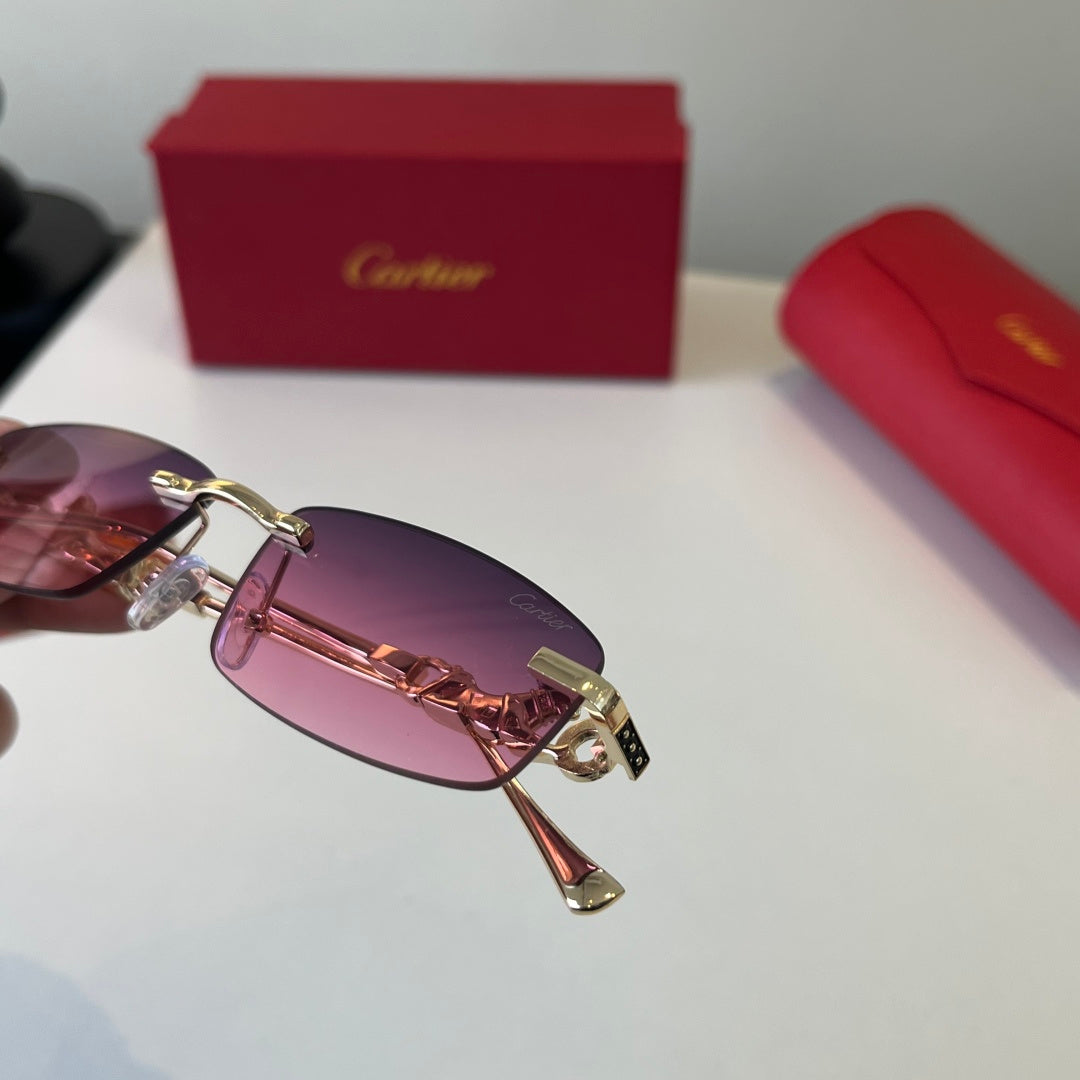 Cartier Lightweight Metal Rimless Silver Lens Sunglasses for Men & Wo - 493684 - detail image 5