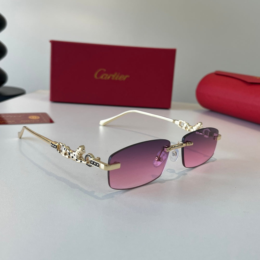 Cartier Lightweight Metal Rimless Silver Lens Sunglasses for Men & Wo - 493684