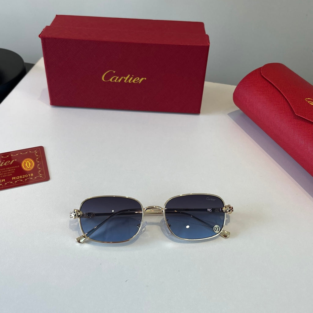 Cartier Lightweight Metal Rimless Blue Lens Sunglasses for Men & Wome - 493686 - detail image 4