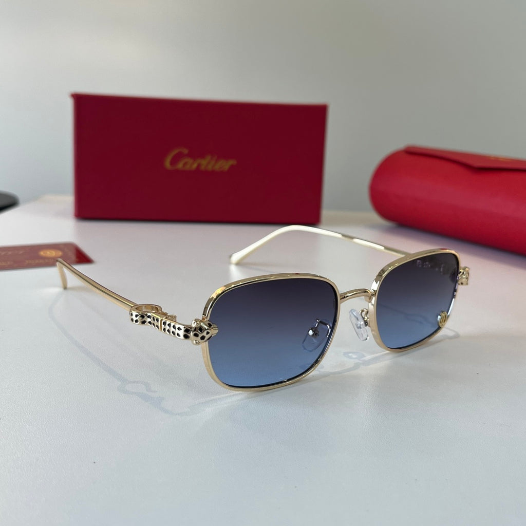 Cartier Lightweight Metal Rimless Blue Lens Sunglasses for Men & Wome - 493686