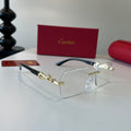 Cartier Lightweight Metal Rimless Silver Lens Sunglasses for Men & Wo - 493688