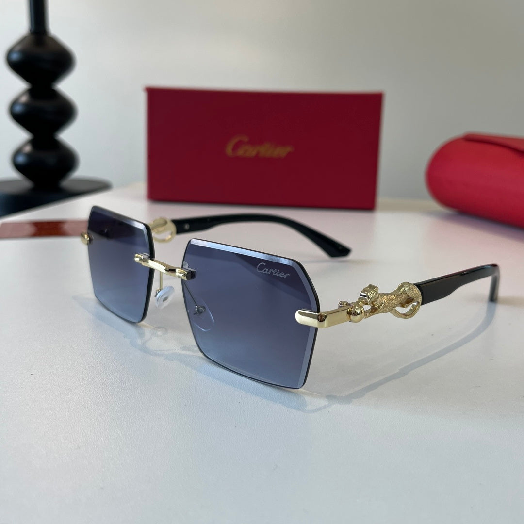 Cartier Lightweight Metal Rimless Blue Lens Sunglasses for Men & Wome - 493690 - detail image 3