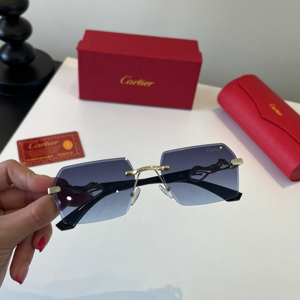 Cartier Lightweight Metal Rimless Blue Lens Sunglasses for Men & Wome - 493690 - detail image 6