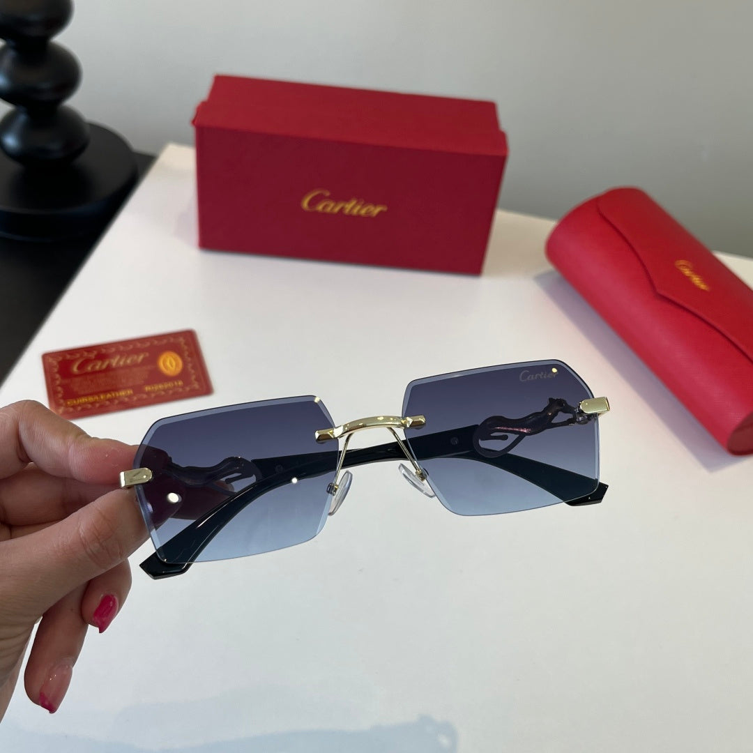 Cartier Lightweight Metal Rimless Blue Lens Sunglasses for Men & Wome - 432262 - detail image 6