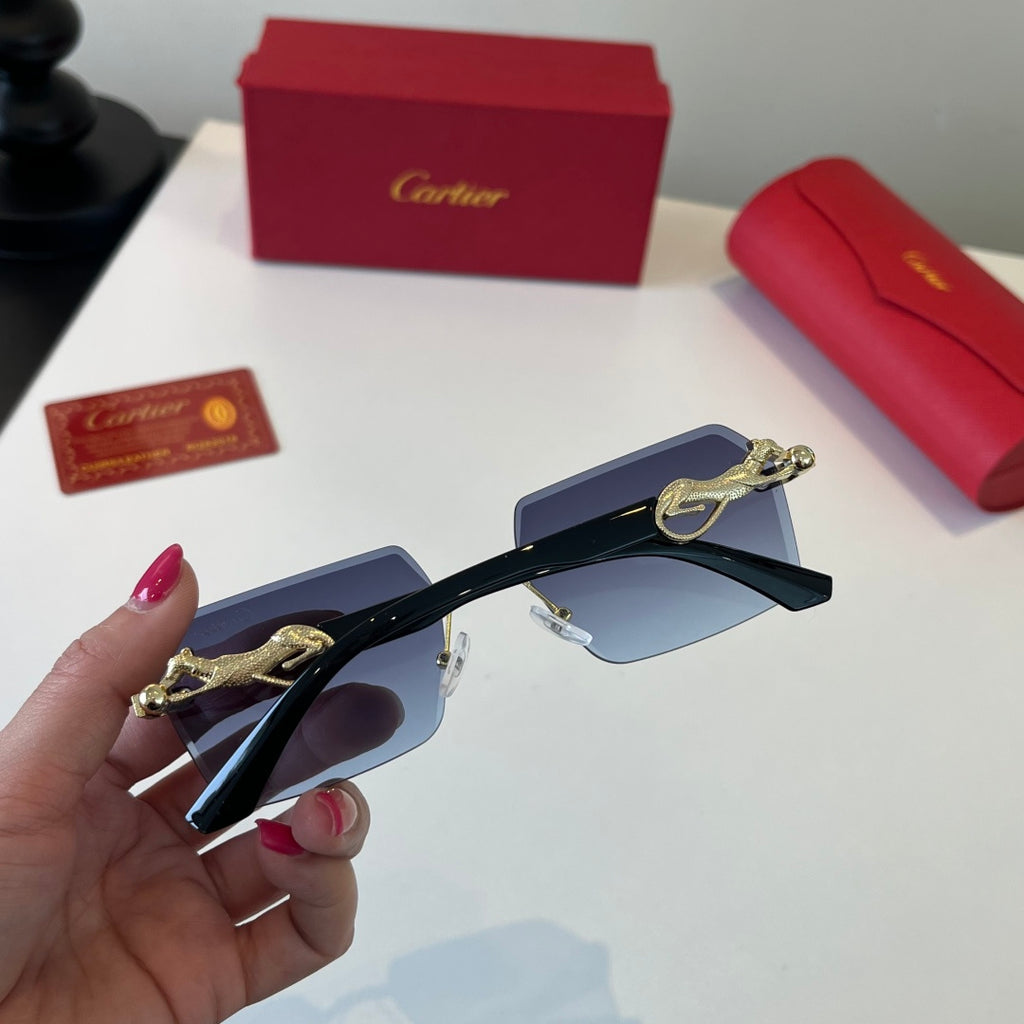 Cartier Lightweight Metal Rimless Blue Lens Sunglasses for Men & Wome - 493690 - detail image 9