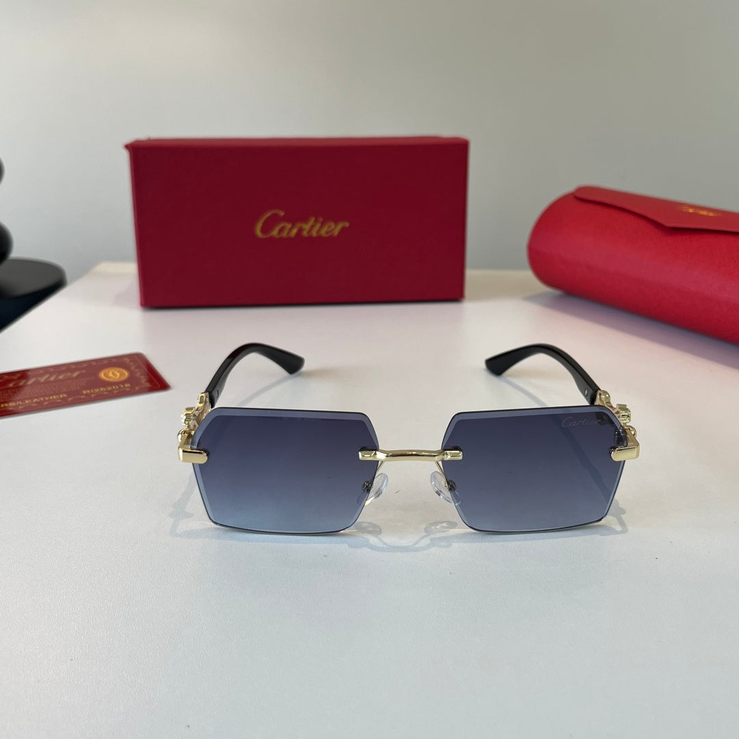 Cartier Lightweight Metal Rimless Blue Lens Sunglasses for Men & Wome - 493690 - detail image 2