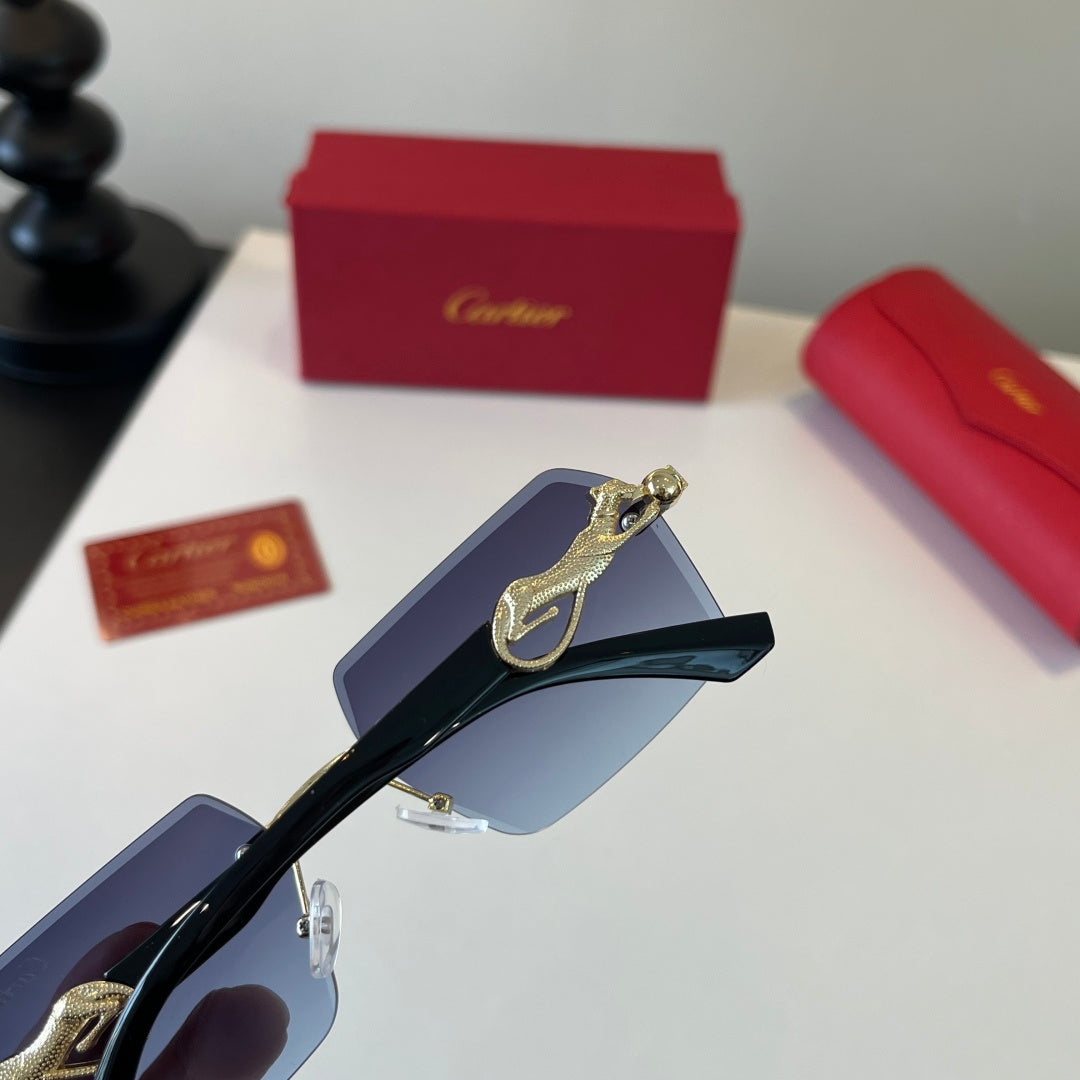 Cartier Lightweight Metal Rimless Blue Lens Sunglasses for Men & Wome - 432262 - detail image 8