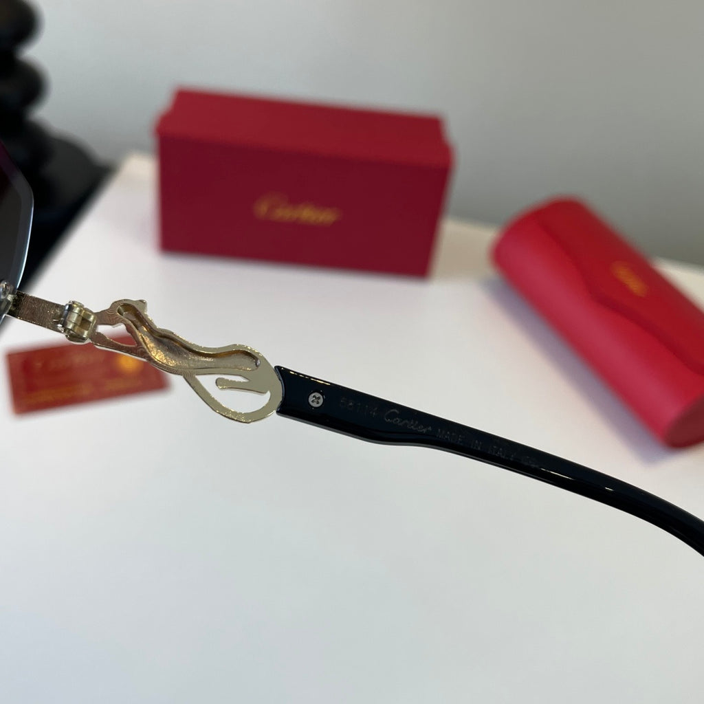 Cartier Lightweight Metal Rimless Blue Lens Sunglasses for Men & Wome - 493690 - detail image 10