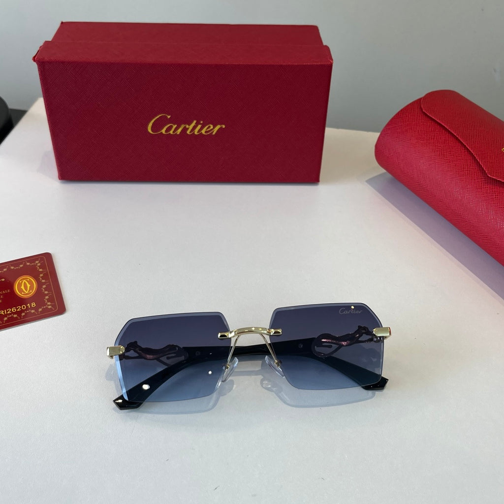 Cartier Lightweight Metal Rimless Blue Lens Sunglasses for Men & Wome - 493690 - detail image 5