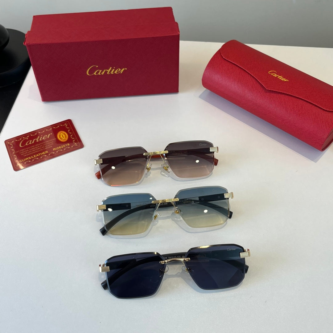 Cartier Lightweight Metal Rimless Blue Lens Sunglasses for Men & Wome - 493691 - detail image 11