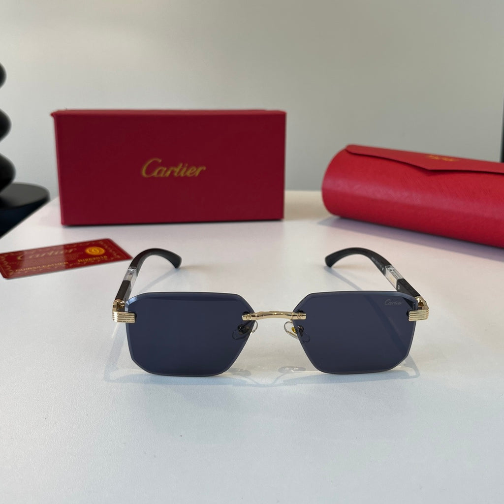 Cartier Lightweight Metal Rimless Blue Lens Sunglasses for Men & Wome - 432263 - detail image 2