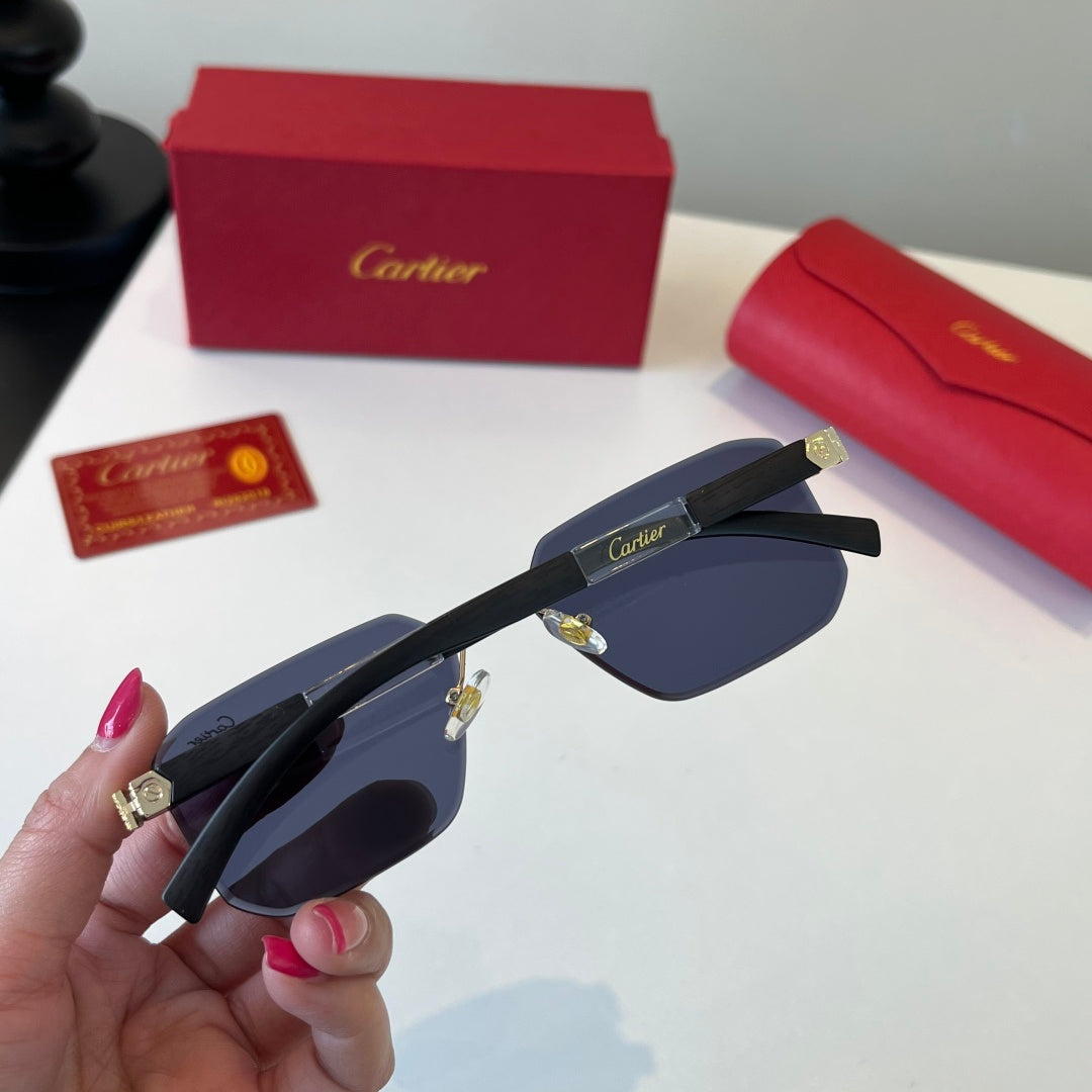 Cartier Lightweight Metal Rimless Blue Lens Sunglasses for Men & Wome - 493691 - detail image 8