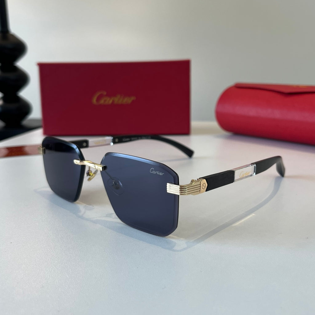 Cartier Lightweight Metal Rimless Blue Lens Sunglasses for Men & Wome - 493691 - detail image 3