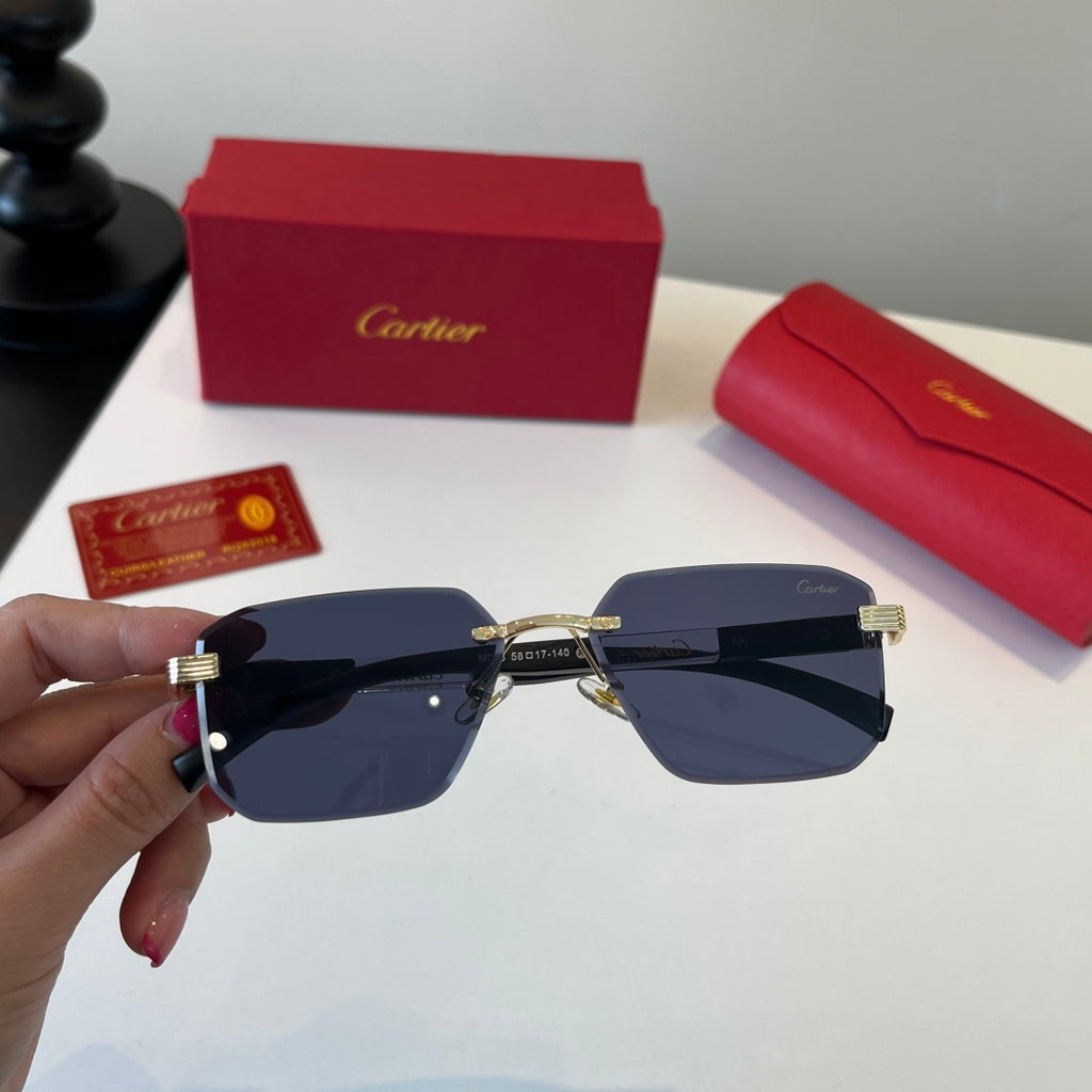 Cartier Lightweight Metal Rimless Blue Lens Sunglasses for Men & Wome - 493691 - detail image 5