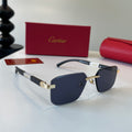 Cartier Lightweight Metal Rimless Blue Lens Sunglasses for Men & Wome - 493691