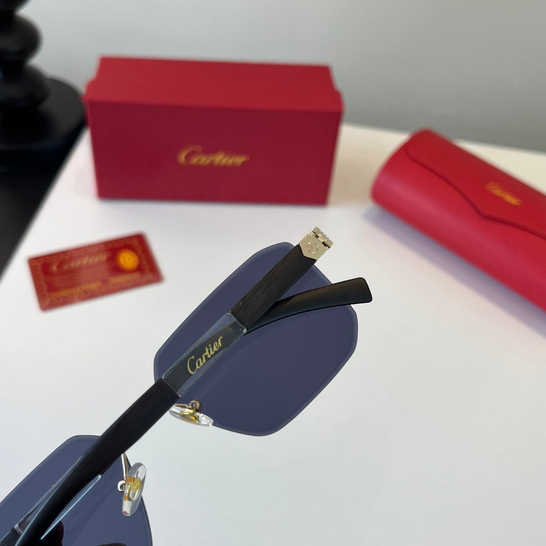 Cartier Lightweight Metal Rimless Blue Lens Sunglasses for Men & Wome - 493691 - detail image 7
