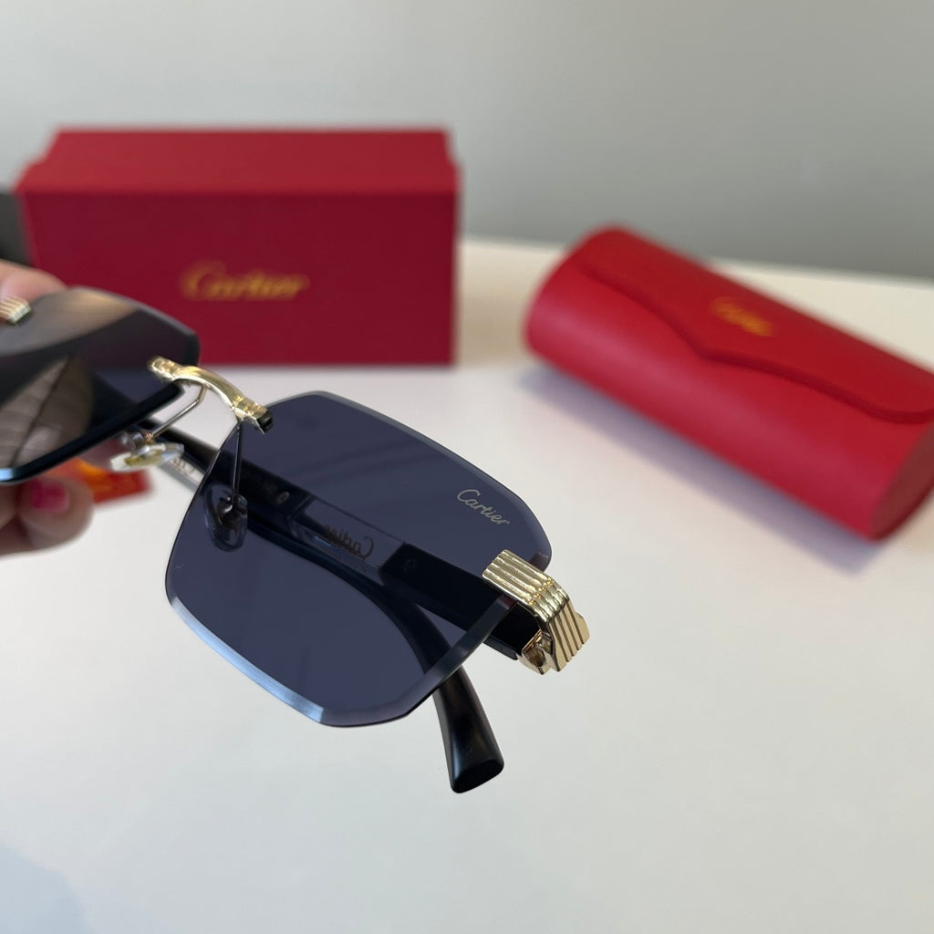 Cartier Lightweight Metal Rimless Blue Lens Sunglasses for Men & Wome - 432263 - detail image 6
