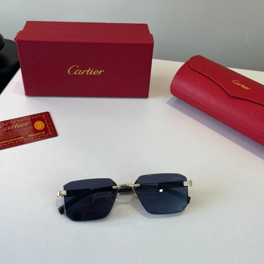 Cartier Lightweight Metal Rimless Blue Lens Sunglasses for Men & Wome - 493691 - detail image 4