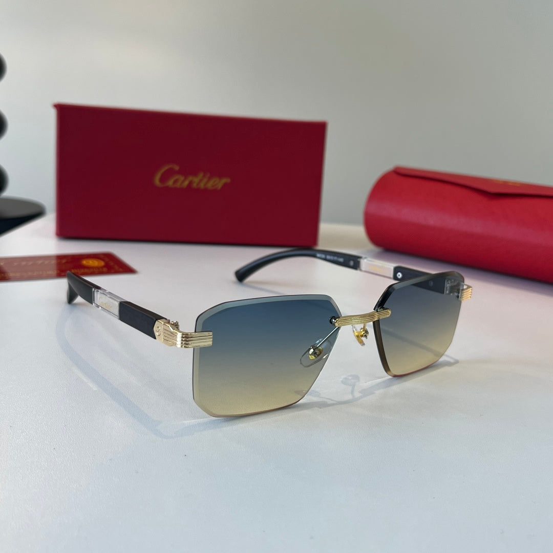 Cartier Lightweight Metal Rimless Silver Lens Sunglasses for Men & Wo - 493692