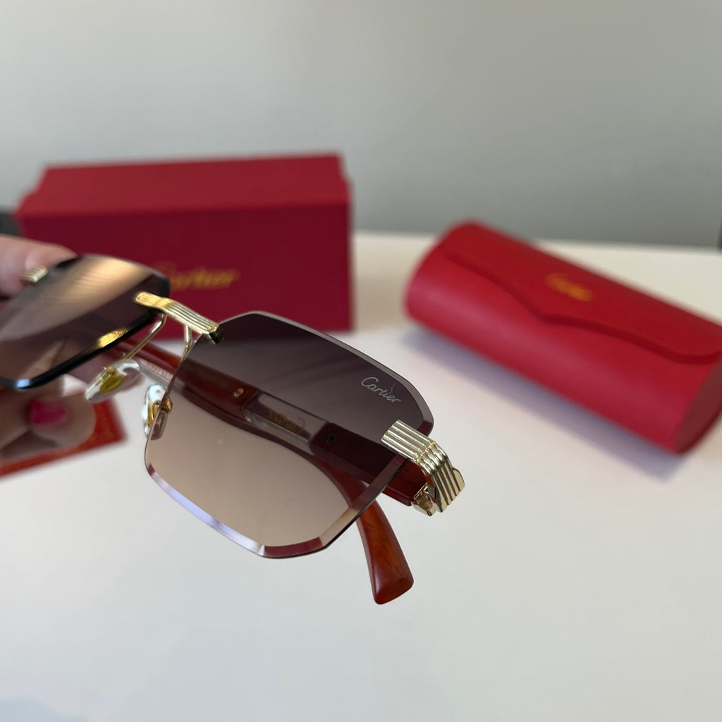 Cartier Lightweight Metal Rimless Silver Lens Sunglasses for Men & Wo - 493693 - detail image 6