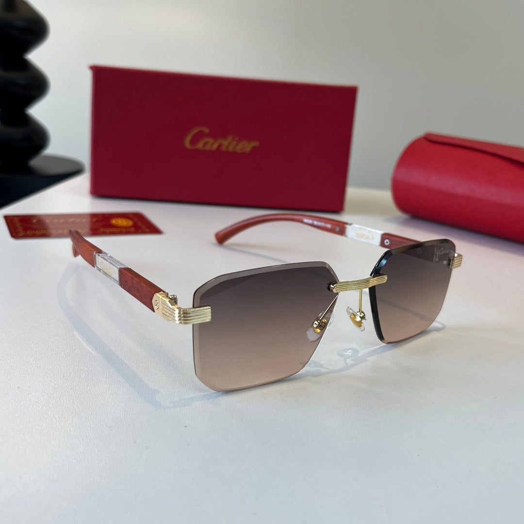 Cartier Lightweight Metal Rimless Silver Lens Sunglasses for Men & Wo - 493693
