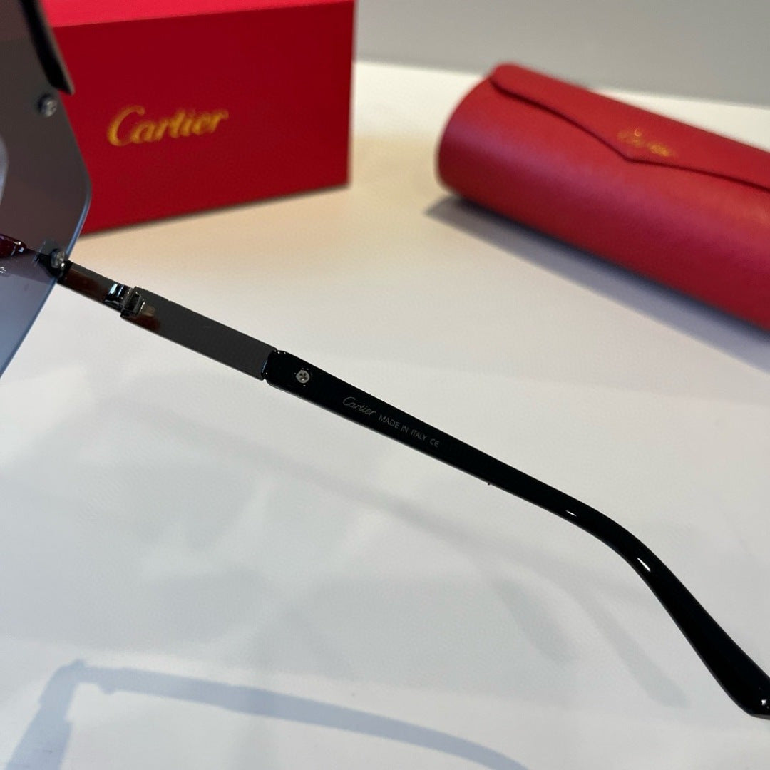 Cartier Lightweight Metal Rimless Blue Lens Sunglasses for Men & Wome - 415926 - detail image 9