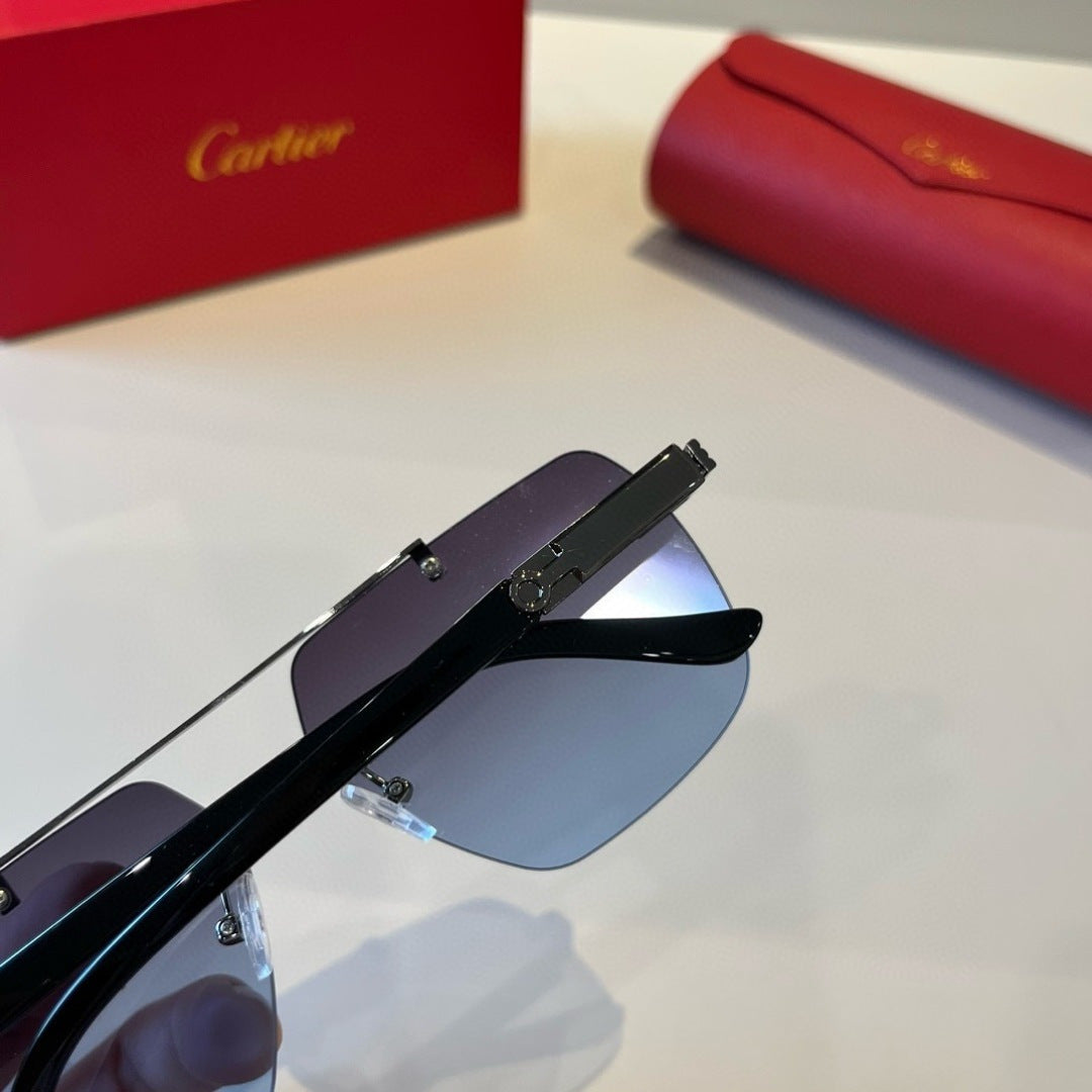 Cartier Lightweight Metal Rimless Blue Lens Sunglasses for Men & Wome - 415926 - detail image 5