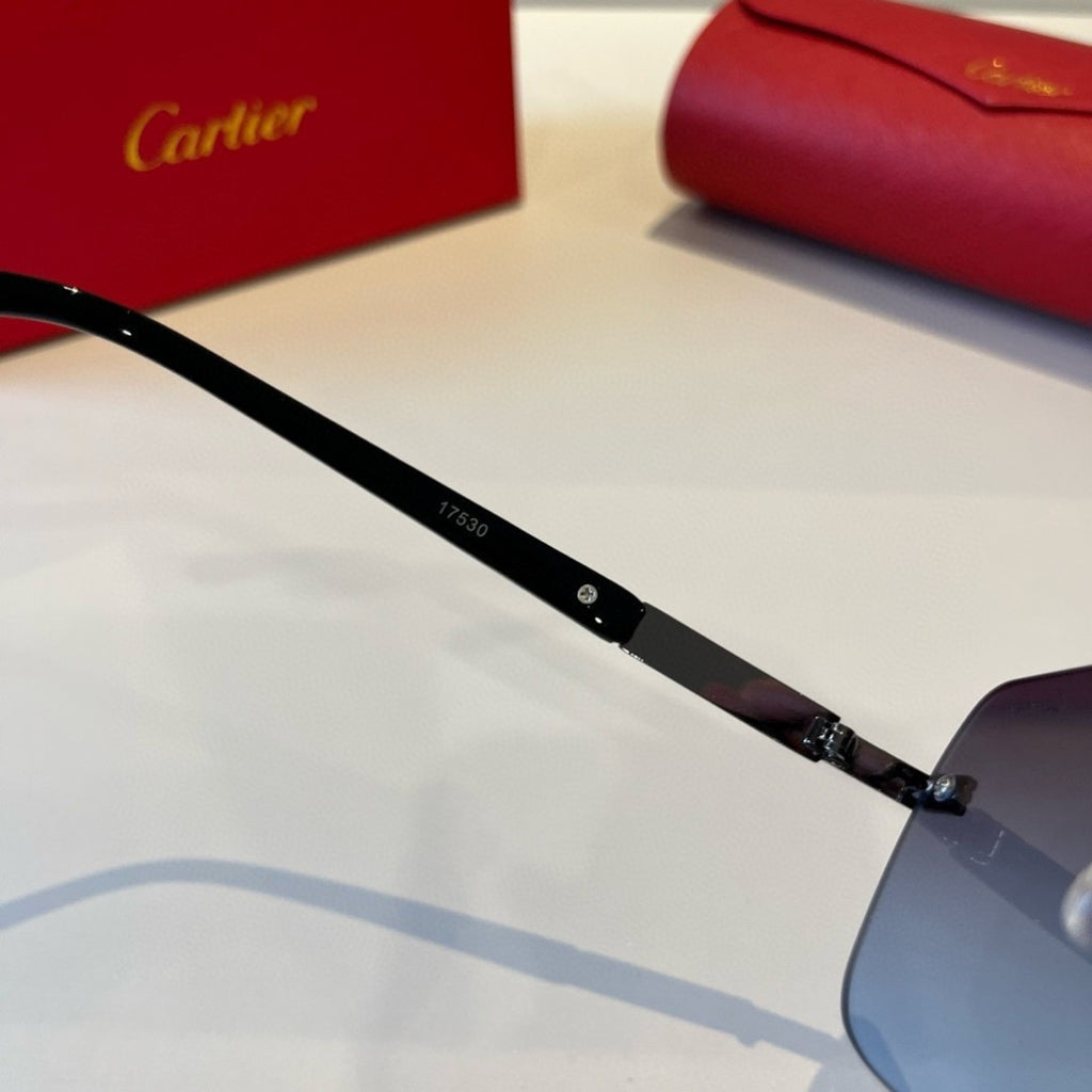 Cartier Lightweight Metal Rimless Blue Lens Sunglasses for Men & Wome - 487284 - detail image 10