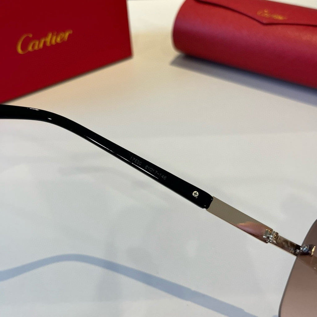 Cartier Lightweight Metal Rimless Brown Lens Sunglasses for Men & Wom - 487285 - detail image 10