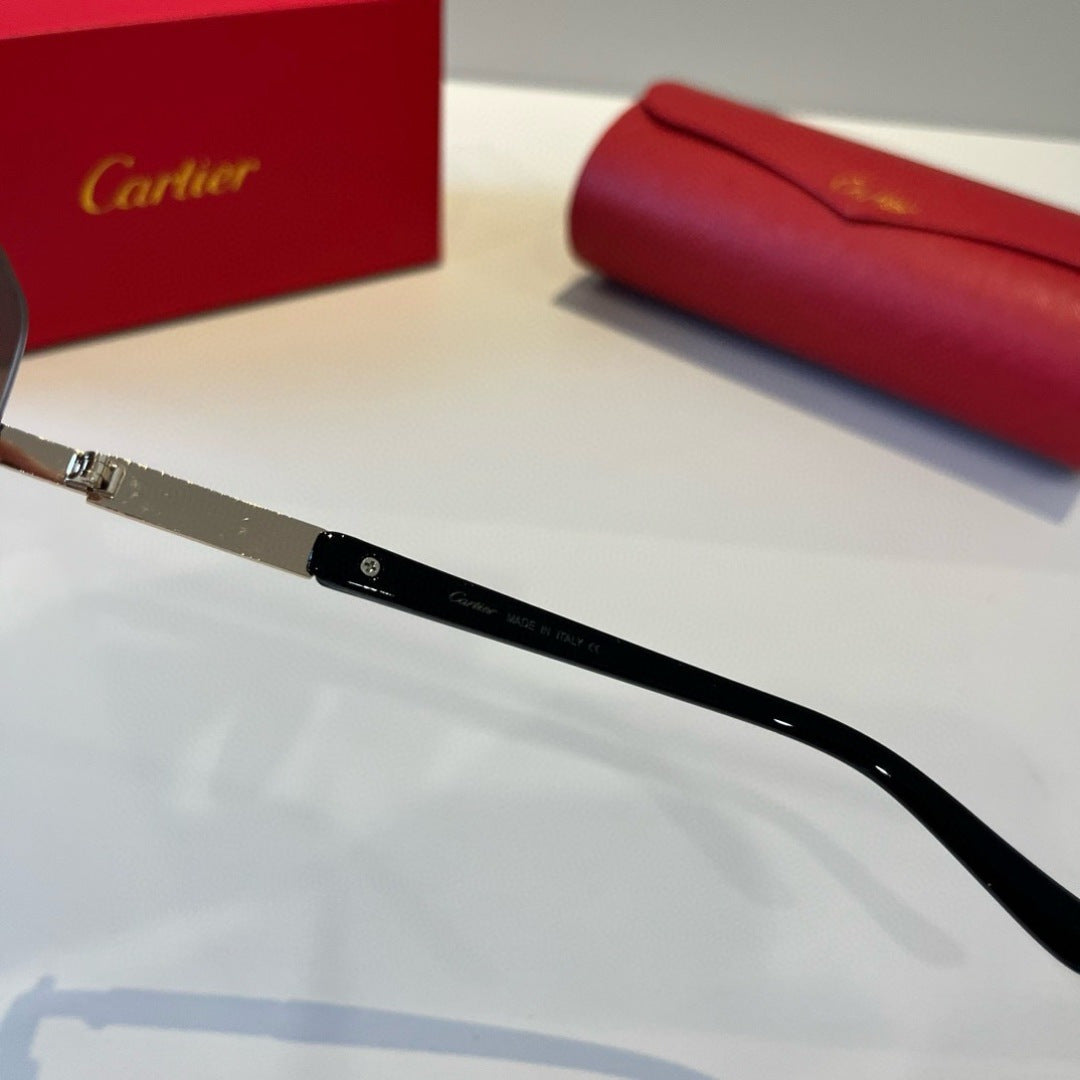 Cartier Lightweight Metal Rimless Brown Lens Sunglasses for Men & Wom - 487285 - detail image 9