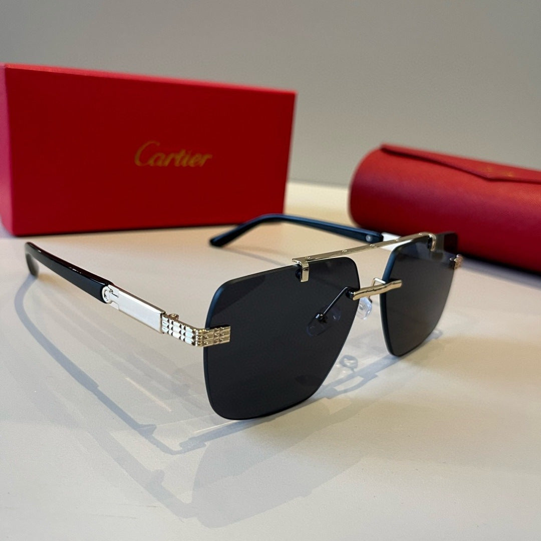 Cartier Lightweight Metal Rimless Silver Lens Sunglasses for Men & Wo - 415928