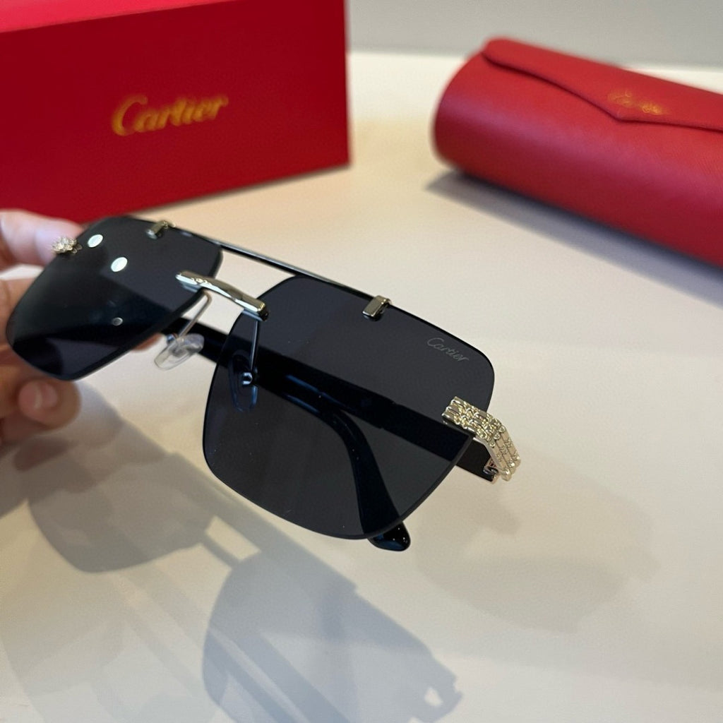 Cartier Lightweight Metal Rimless Silver Lens Sunglasses for Men & Wo - 487286 - detail image 4