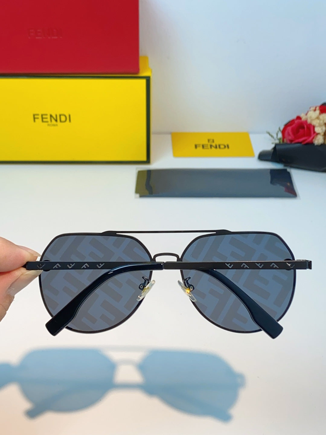 Fendi Lightweight Rimless Blue Lens Sunglasses for Men & Women - 466178 - detail image 5