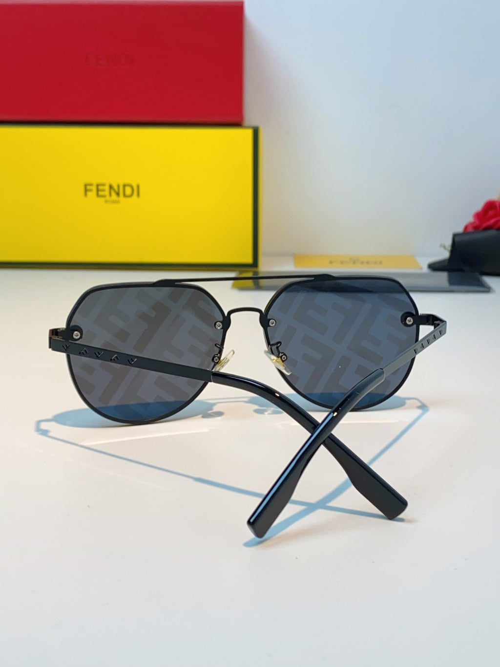 Fendi Lightweight Rimless Blue Lens Sunglasses for Men & Women - 466178 - detail image 3