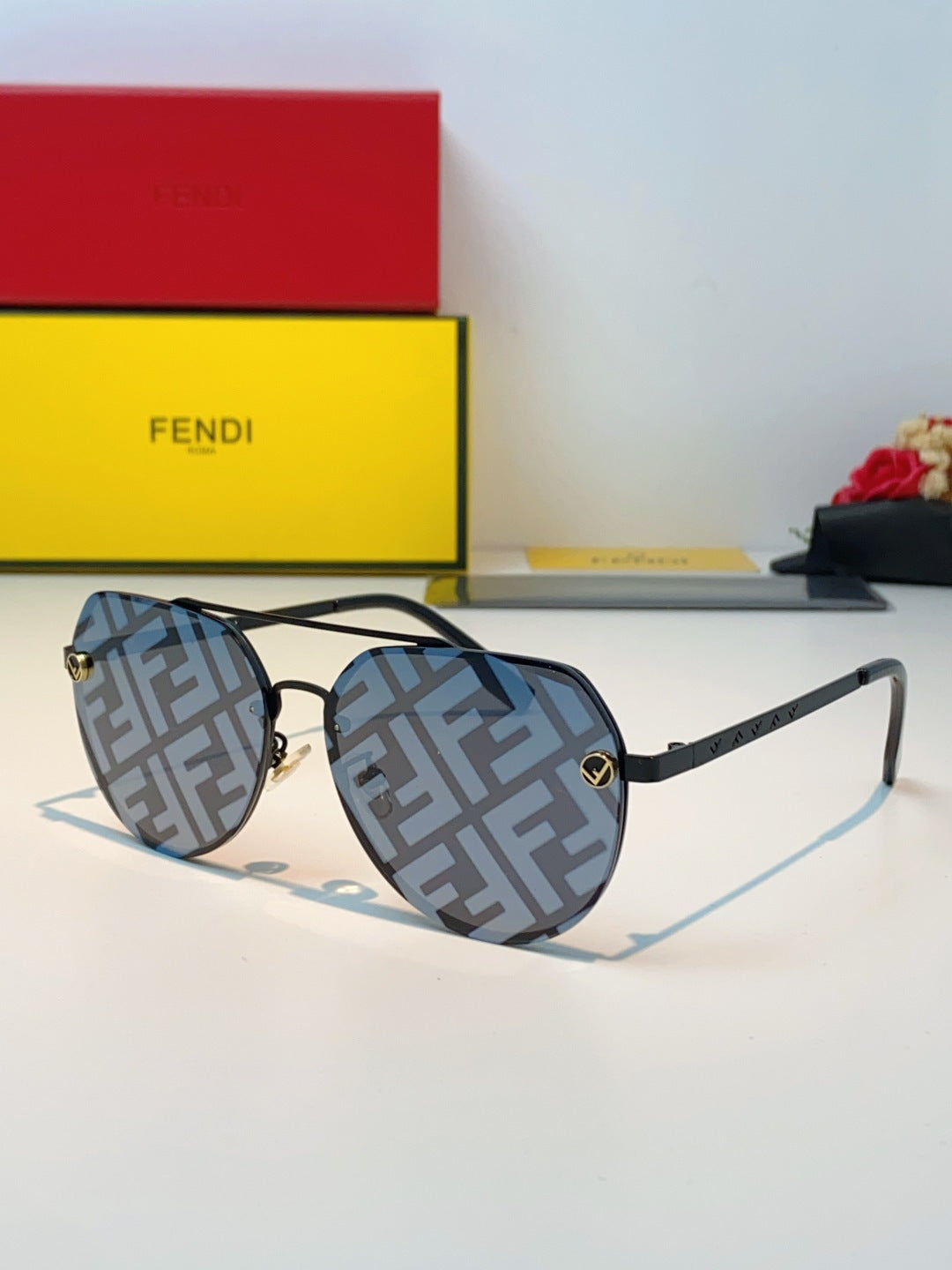 Fendi Lightweight Rimless Blue Lens Sunglasses for Men & Women - 466178