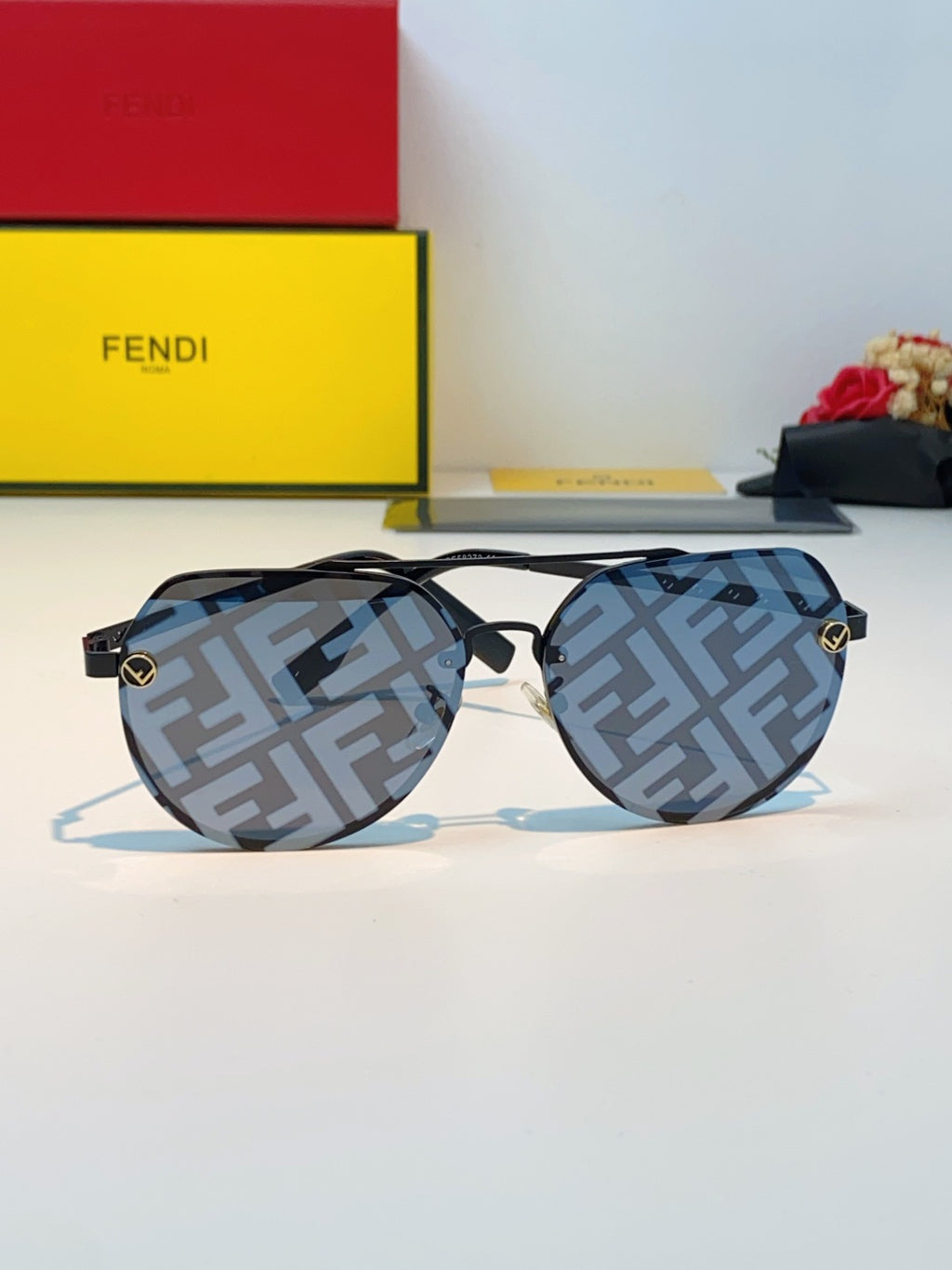Fendi Lightweight Rimless Blue Lens Sunglasses for Men & Women - 466178 - detail image 2