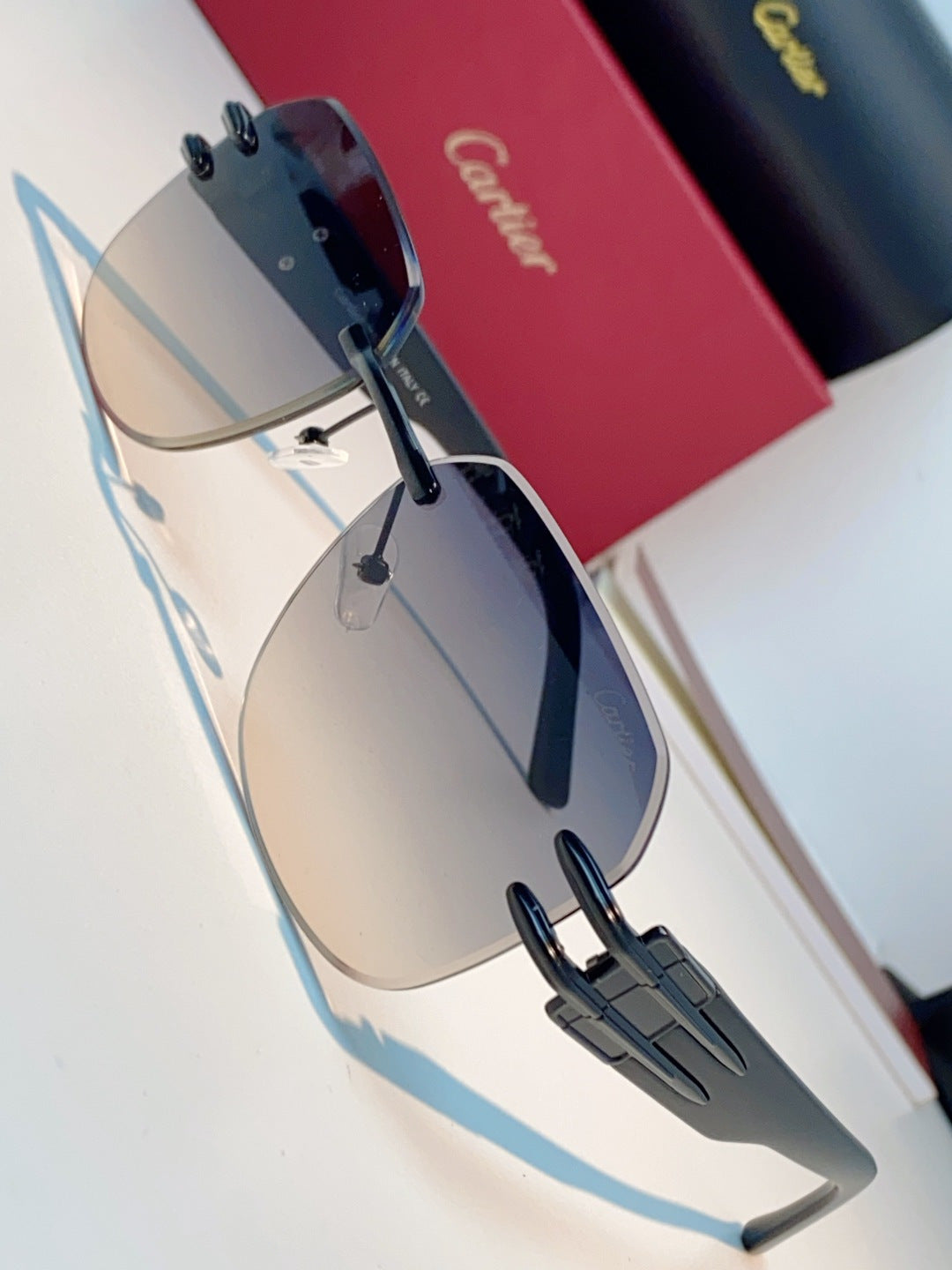 Cartier Polarized Metal Rimless Gray Lens Sunglasses for Men & Women - 465838 - detail image 7