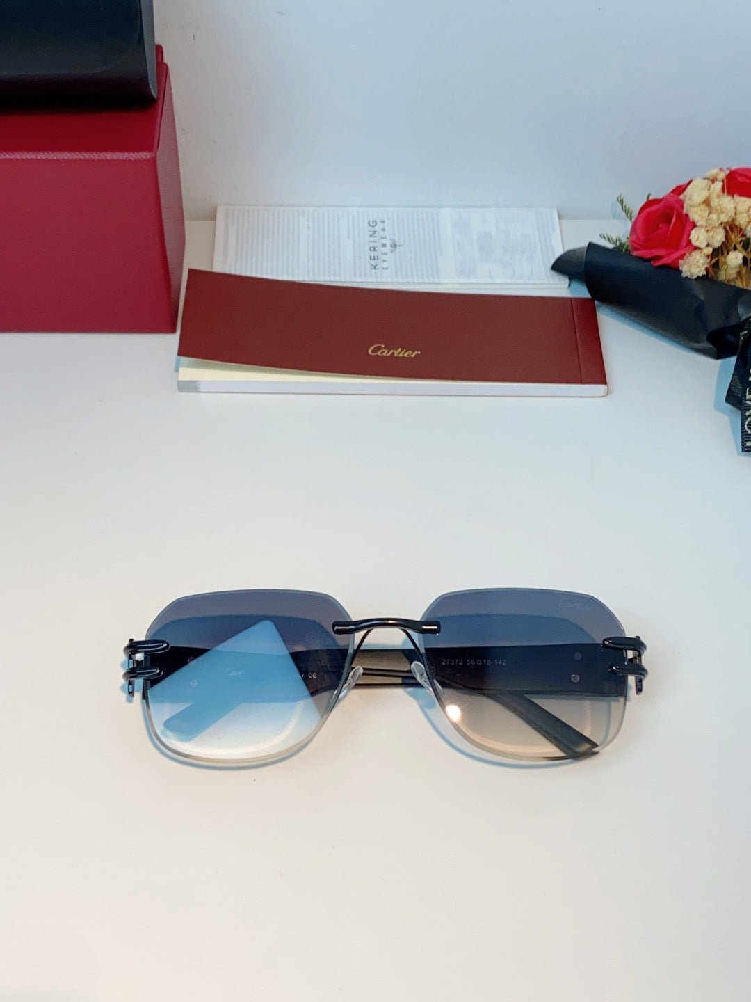 Cartier Polarized Metal Rimless Gray Lens Sunglasses for Men & Women - 465838 - detail image 10
