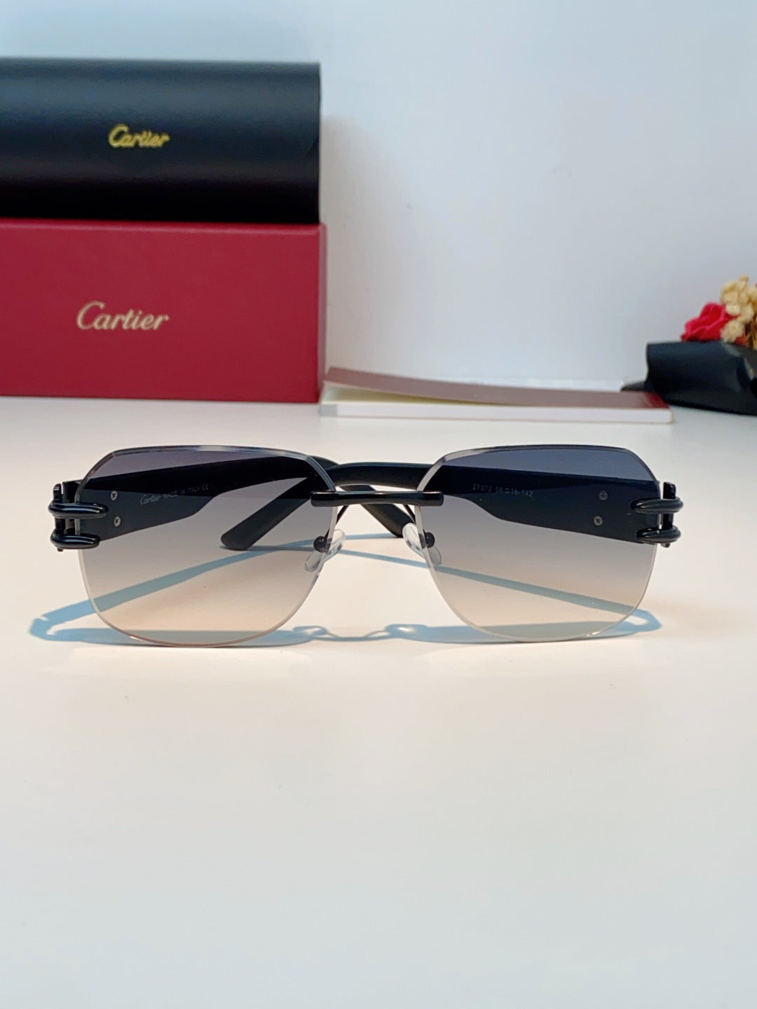 Cartier Polarized Metal Rimless Gray Lens Sunglasses for Men & Women - 465838 - detail image 2