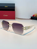 Cartier Polarized Metal Rimless Purple Lens Sunglasses for Men & Women