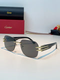 Cartier Polarized Metal Rimless Black Lens Sunglasses for Men & Women